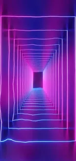 Abstract neon tunnel with vibrant pink and blue hues