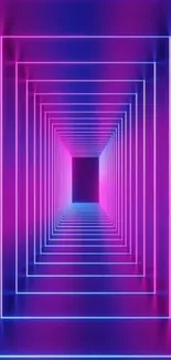 Futuristic neon tunnel wallpaper with vibrant purple and blue hues.