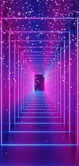 Vibrant neon tunnel with dynamic colors and abstract design.