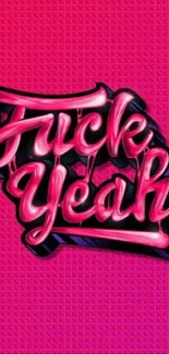 Vibrant pink neon typography on textured background.