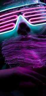 Vibrant neon wallpaper with glowing pink and blue electrifying effects.