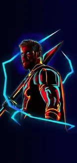 Neon styled warrior wallpaper for phones.