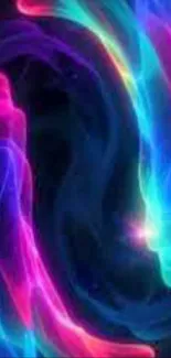 Colorful neon abstract smoke design with bright pink and blue swirls.