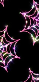 Colorful glowing neon web design on dark background wallpaper.