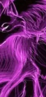 Neon purple wolf art with a glowing effect on black background.