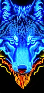 Neon wolf art with vibrant colors