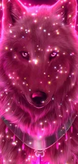 Neon pink glowing wolf in vibrant digital art design.