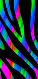 Neon zebra pattern with vibrant colors and bold stripes.