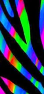 Vibrant neon zebra stripes wallpaper design.