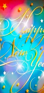 Vibrant New Year wallpaper with festive design.