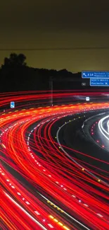 Dynamic light trails on a night highway.