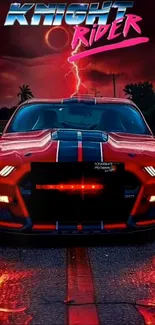Vibrant Knight Rider wallpaper with red car.