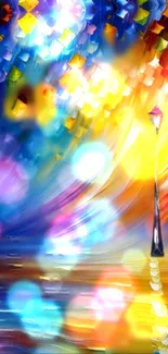 Colorful street lamp in vibrant night art scene.