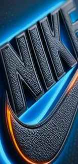 3D Nike logo with neon effects.