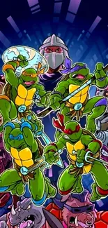 Ninja Turtles in action-packed artwork with vibrant colors.