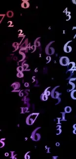 Abstract wallpaper with colorful numbers on a dark background.