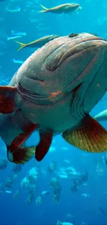 Vibrant ocean fish swimming underwater in blue sea.