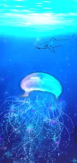 Colorful jellyfish and ocean scene mobile wallpaper.