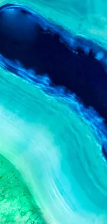 Vibrant abstract ocean waves in blue hues for mobile wallpaper.