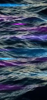 Vibrant ocean waves wallpaper with deep blue and purple tones.