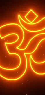 Glowing orange Om symbol wallpaper for phones.