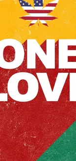 Vibrant 'One Love' wallpaper with bold colors and symbolic design.