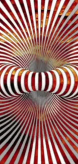 Vibrant red optical illusion with concentric circles