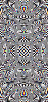 Vibrant optical illusion wallpaper with intricate patterns.