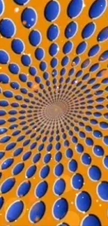 Orange spiral with blue ovals wallpaper.