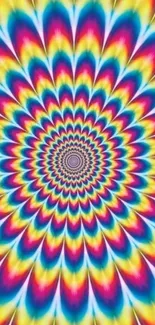 Colorful optical illusion spiral design wallpaper.