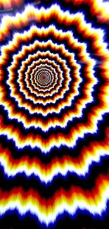 Colorful psychedelic optical illusion design with vibrant concentric waves.