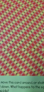 Colorful yellow and red optical illusion pattern wallpaper.