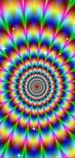 Colorful optical illusion with concentric circles in a vibrant design.