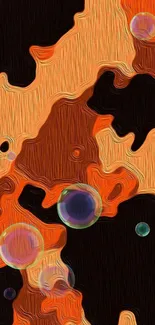 Vibrant orange abstract art wallpaper with fluid patterns for mobile.