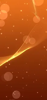 Vibrant orange abstract wallpaper with flowing curves and gradient.