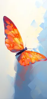 Vibrant orange butterfly on abstract background.