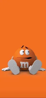 Playful cartoon on vibrant orange background.