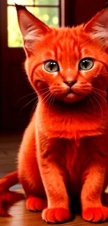 Realistic orange cat wallpaper with vibrant colors.