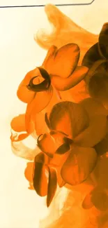 Orange orchid floral wallpaper with smoke effect.