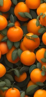 Vibrant orange fruit pattern wallpaper.