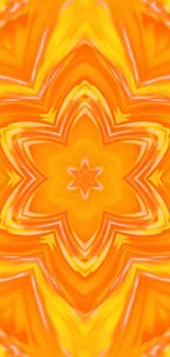 Vibrant orange kaleidoscope wallpaper design.