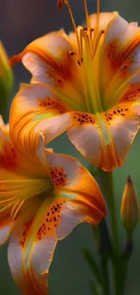 Close-up of vibrant orange lilies in full bloom, showcasing natural beauty.