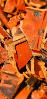 Vibrant orange shattered tiles wallpaper for mobile.