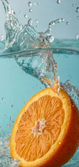 A vibrant orange slice splashing into clear water.