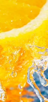 Vibrant orange citrus splash with dynamic water drops.