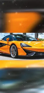 Vibrant orange sports car parked outdoors.