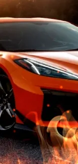 Vibrant orange sports car with sleek design.