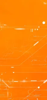 Vibrant orange tech-themed wallpaper with circuitry designs.