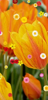 Orange tulips in bloom creating a vibrant and nature-inspired wallpaper scene.