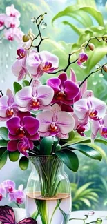 Elegant orchid arrangement in garden setting